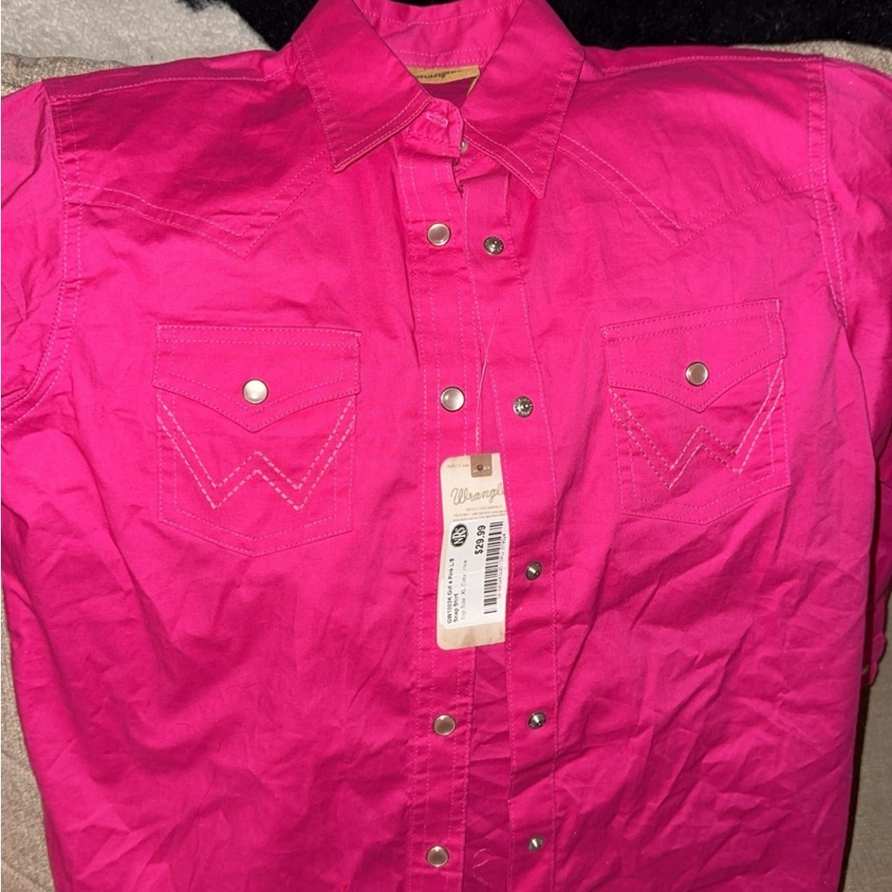 Wrangler pearl snap.